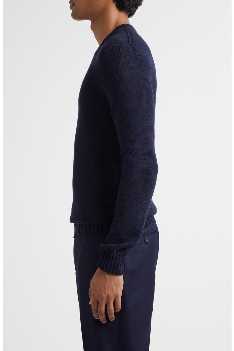 Bourette Silk Crewneck Sweater, Alternate, color, NAVY