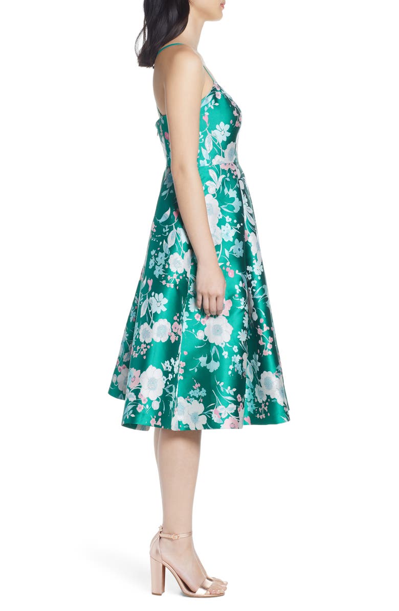 Eliza J Floral Jacquard Fit & Flare Dress, Alternate, color,