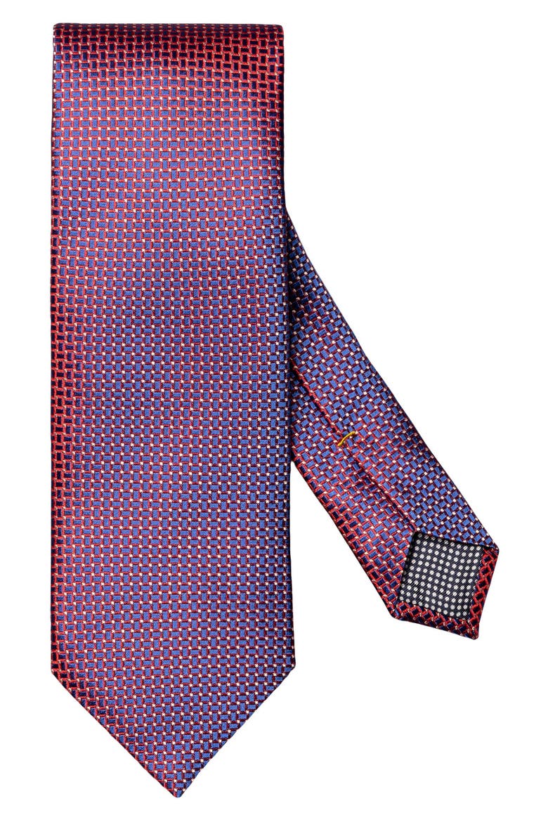 Geometric Jacquard Silk Tie, Main, color, MEDIUM RED