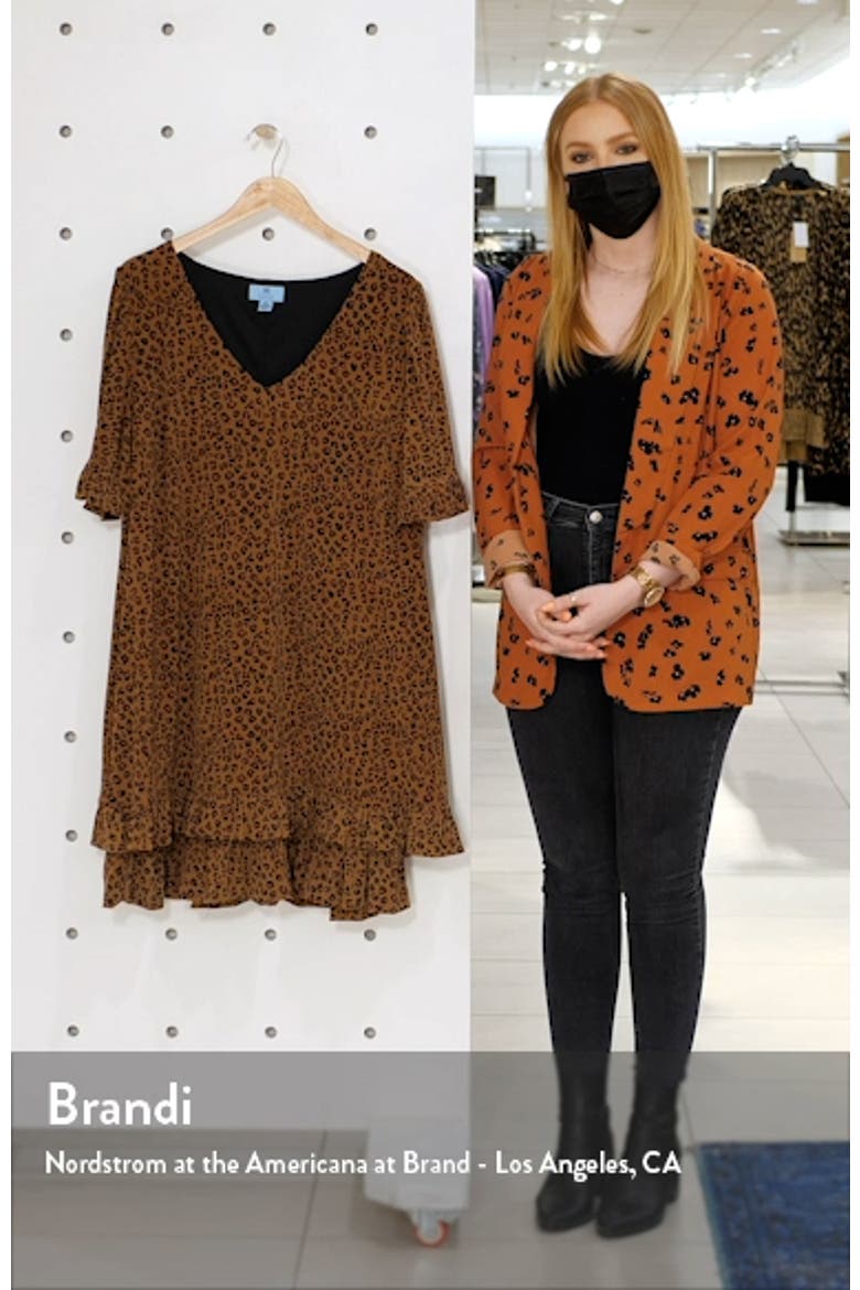 Leopard Print Ruffle Stretch Knit Dress video