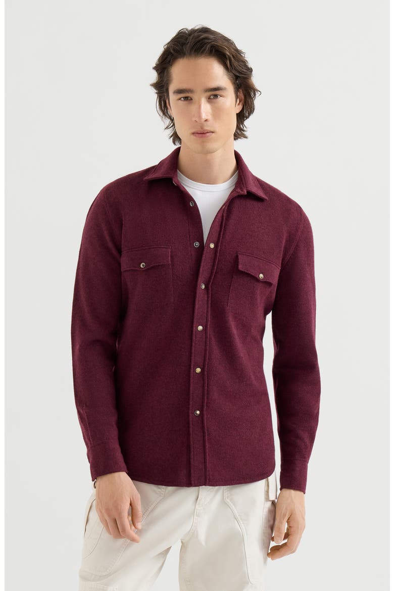 Virgin wool, cashmere and silk knit shirt, Main, color, Burgundy