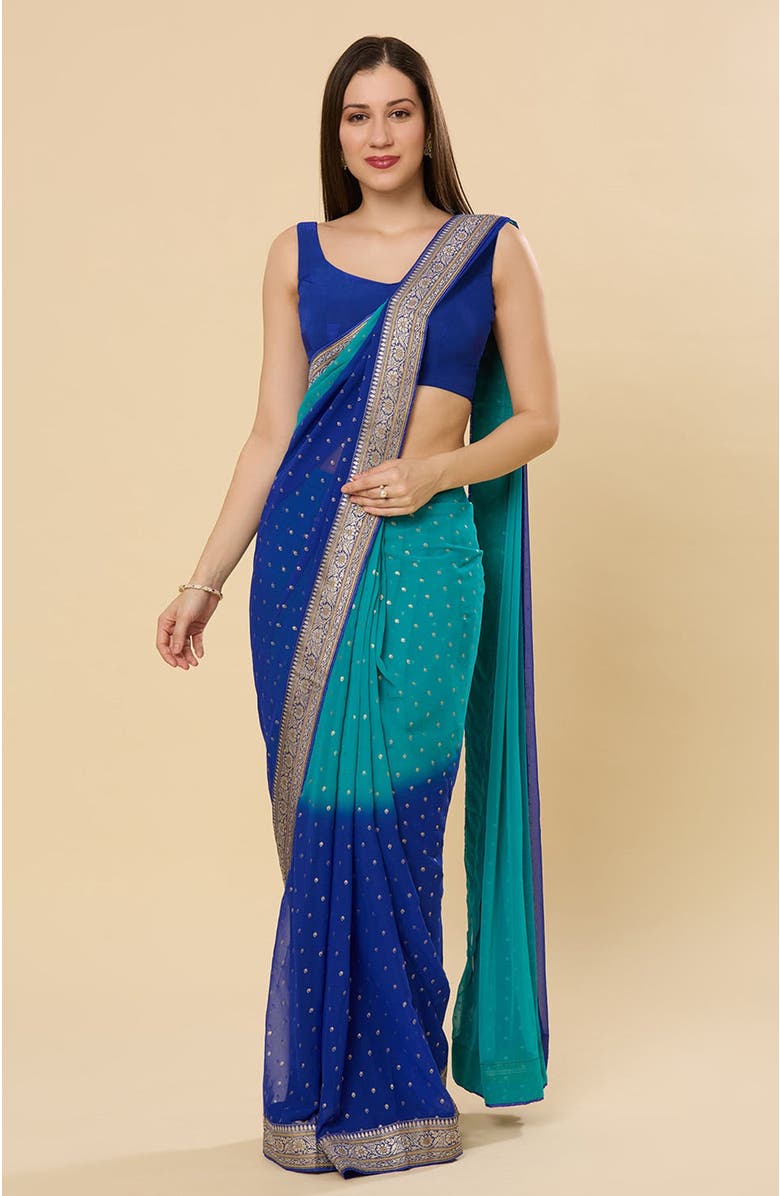 One Minute Saree<sup>®</sup> Celia Georgette Printed Criss-Cross Adjustable Tie-Back Blouse, Alternate, color, 
