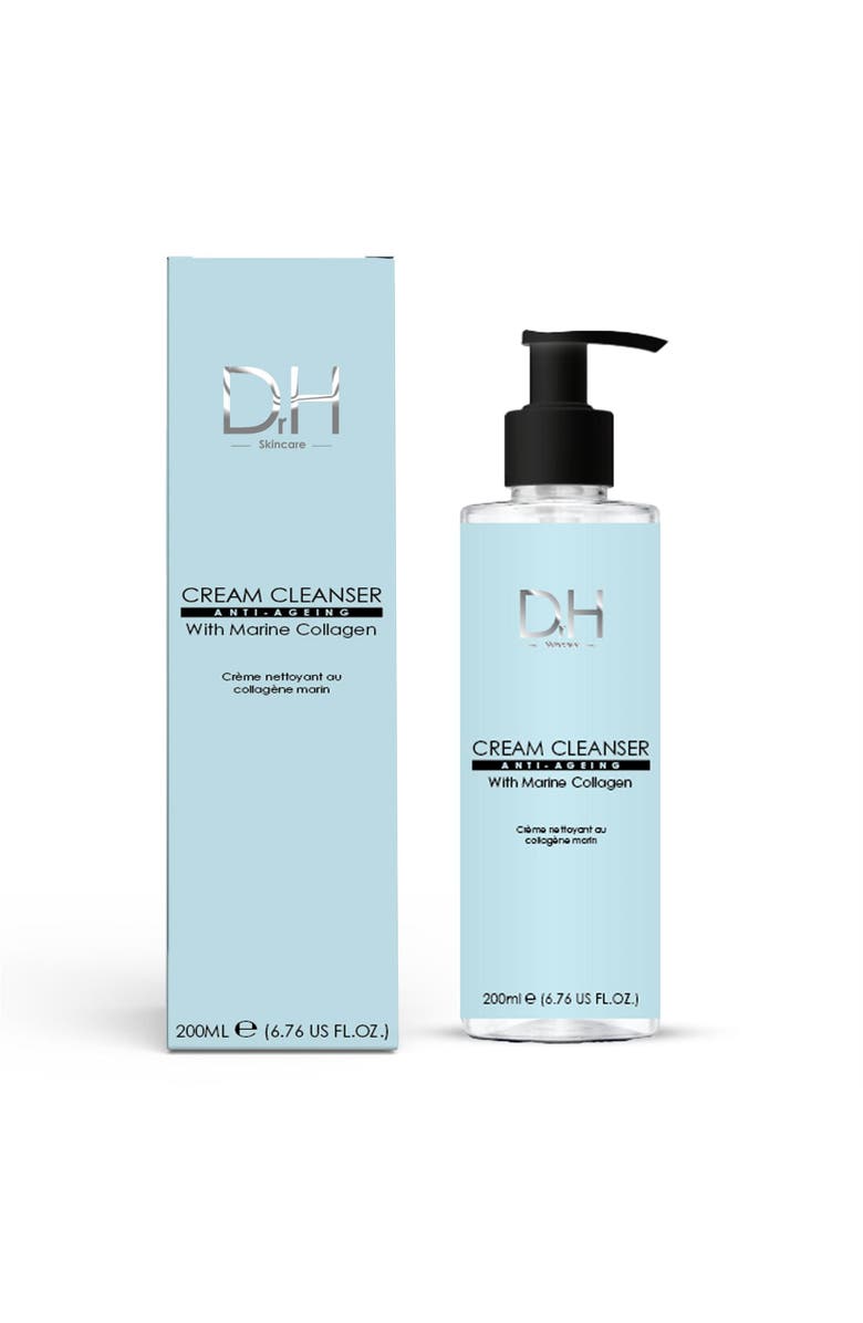 Dr H Anti-Ageing Cream Cleanser with Marine Collagen 200ml for Acne & Blemishes, Large Pores, Alternate, color, White