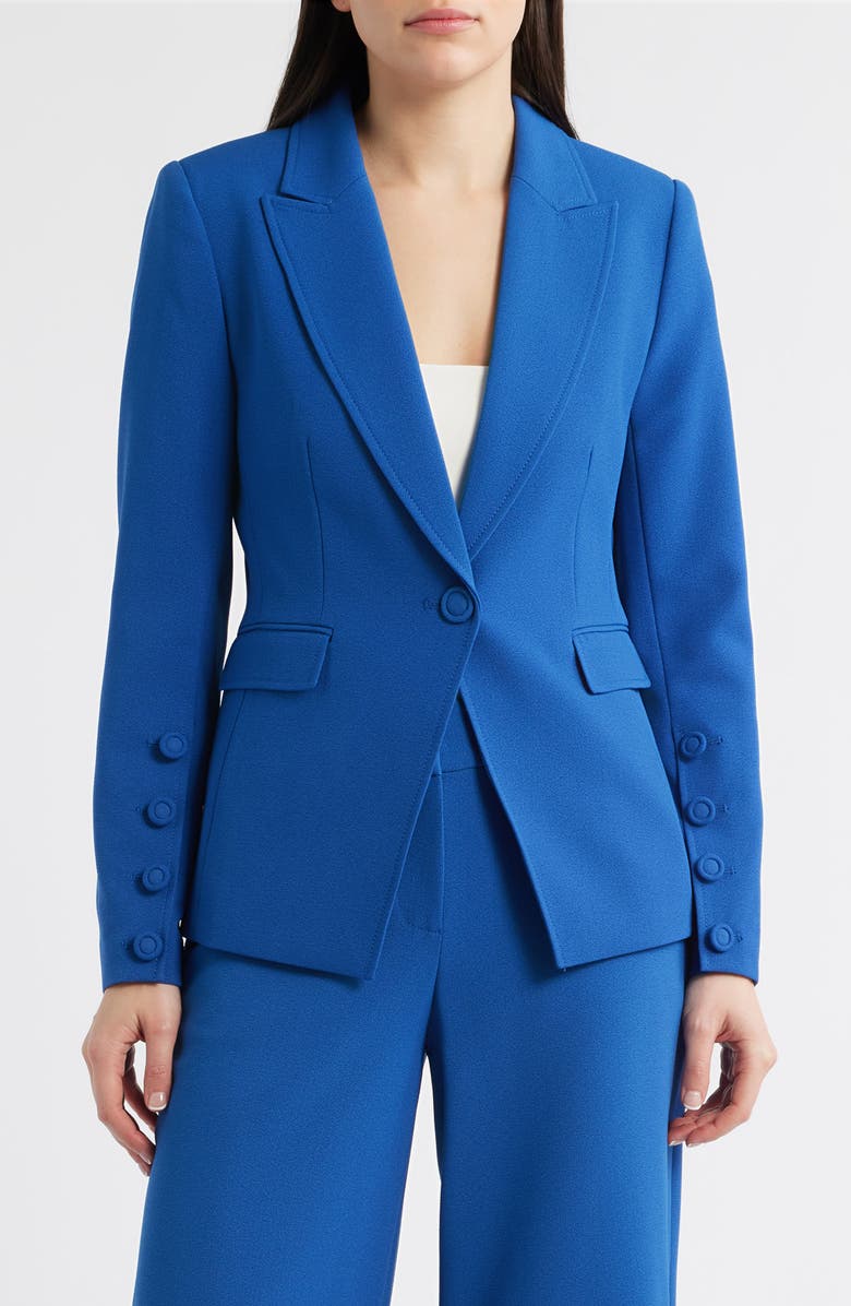 Tahari ASL One-Button Blazer, Main, color, Riverside Blue