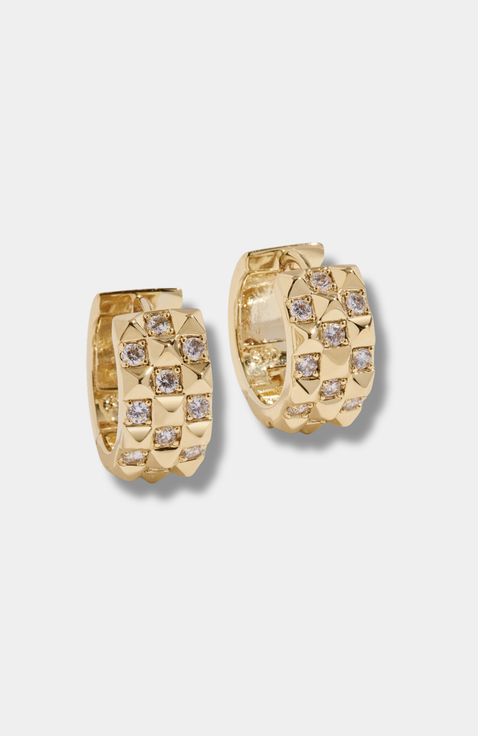 Vivienne Reversible Pave Hinged Huggie Earrings