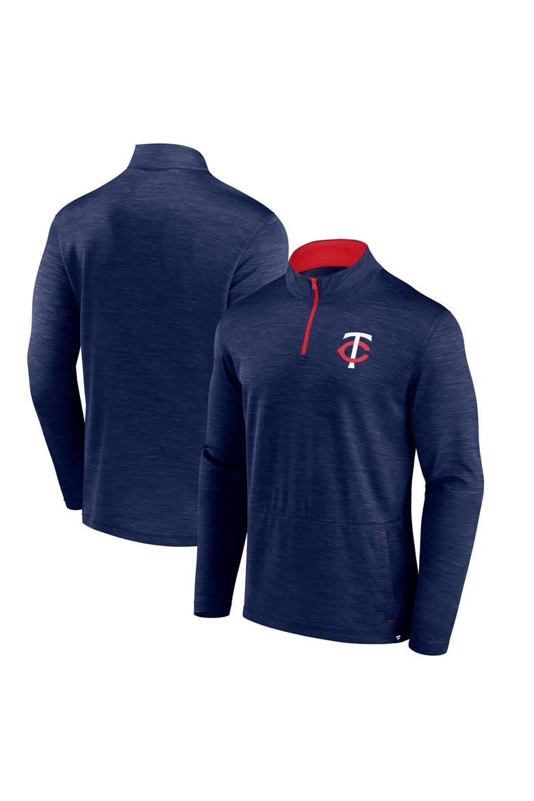 Men's Fanatics Heather Navy Minnesota Twins Fundamentals Quarter-Zip Pullover, Main, color, Heather Navy