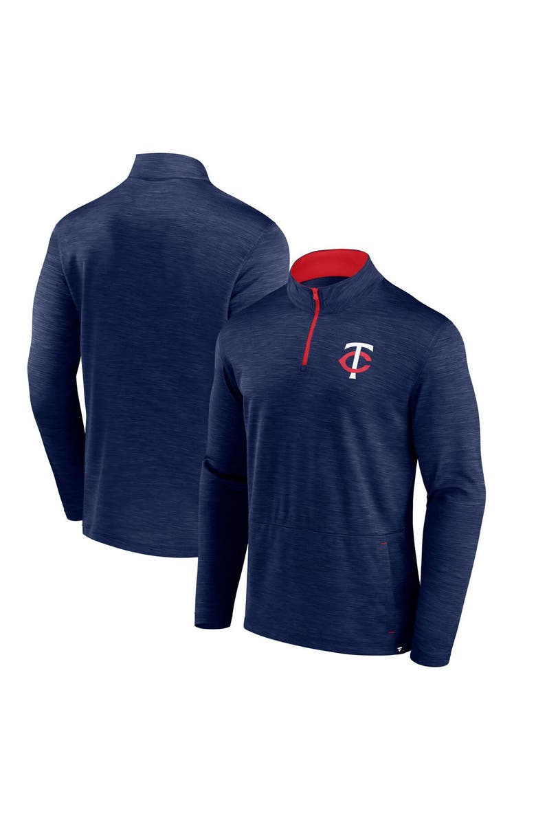 FANATICS Men's Fanatics Heather Navy Minnesota Twins Fundamentals Quarter-Zip Pullover, Main, color, Heather Navy