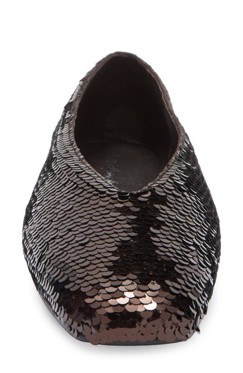 Jeffrey Campbell Fathom Sequin Square Toe Flat In Brown