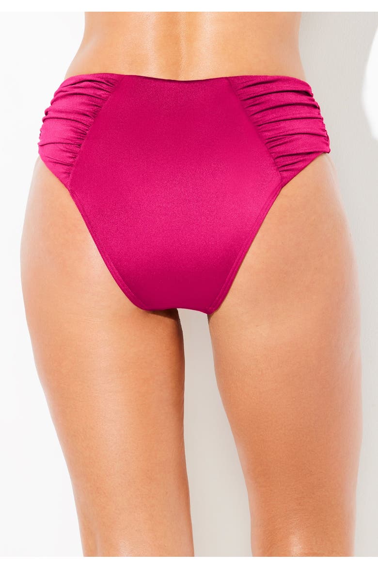 Shimmer Side Ruched Swim Brief, Alternate, color, Rose Shimmer