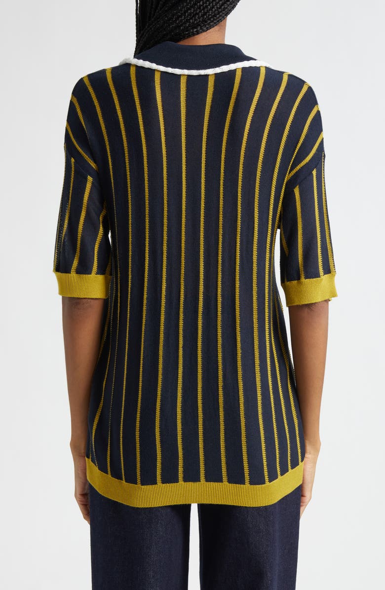 Siedrés Yuan Lace Trim Embroidered Logo Polo, Alternate, color, Navy/ Green