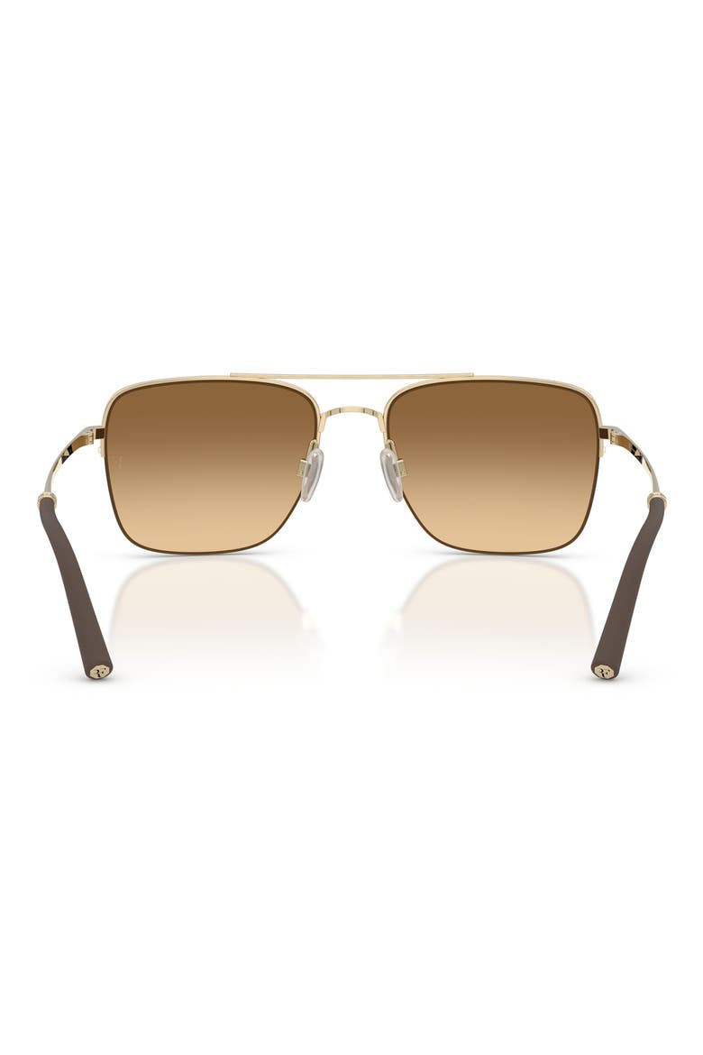 Roger Federer 56mm Semirimless Pilot Sunglasses, Alternate, color, GOLD / AMBER GRADIENT