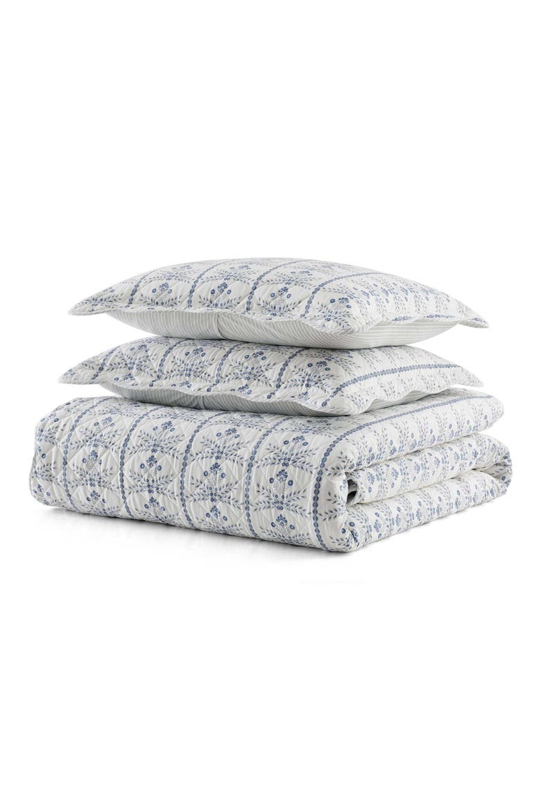 Willa Floral Stripe Quilt, Main, color, VANILLA/ GREY