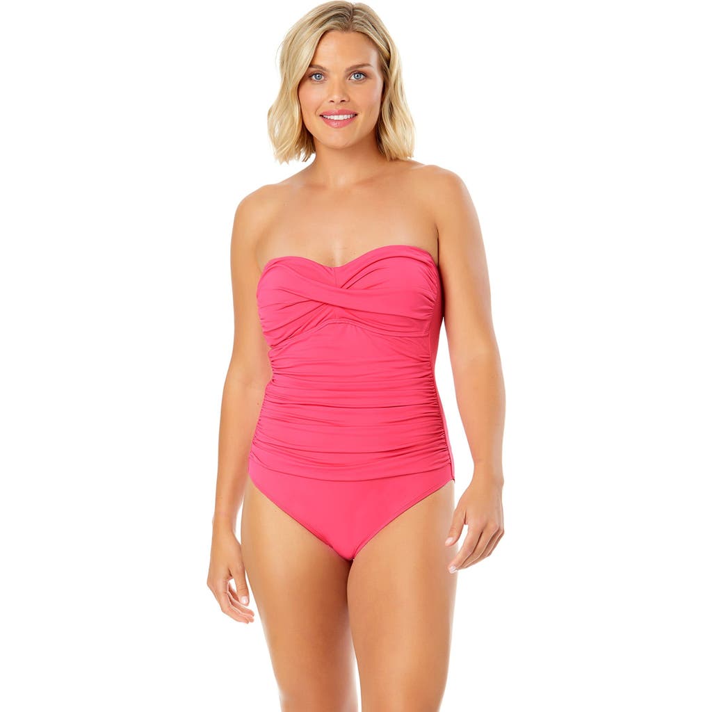 ANNE COLE TWIST FRONT SHIRRED ONE PIECE SWIMSUIT