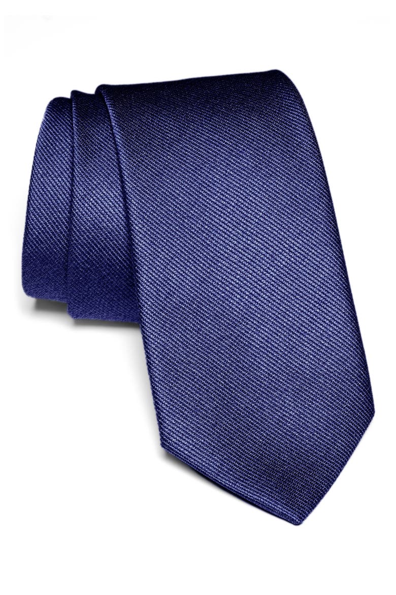 Bowman Solid Silk Blend Tie, Main, color, DENIM