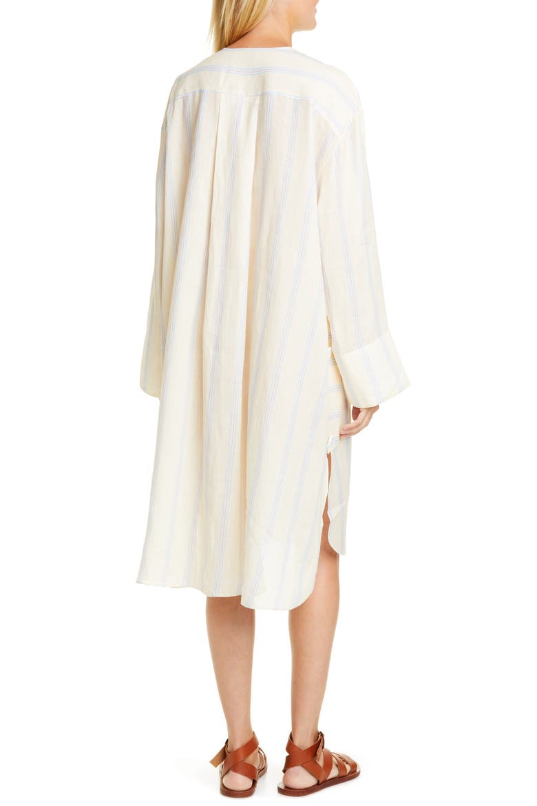 Granada Stripe Long Sleeve Ramie Dress, Alternate, color, LEMON