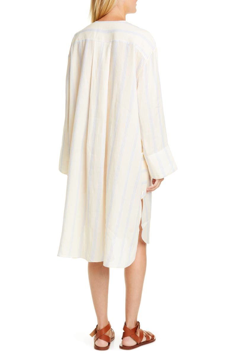 Lee Mathews Granada Stripe Long Sleeve Ramie Dress, Alternate, color,