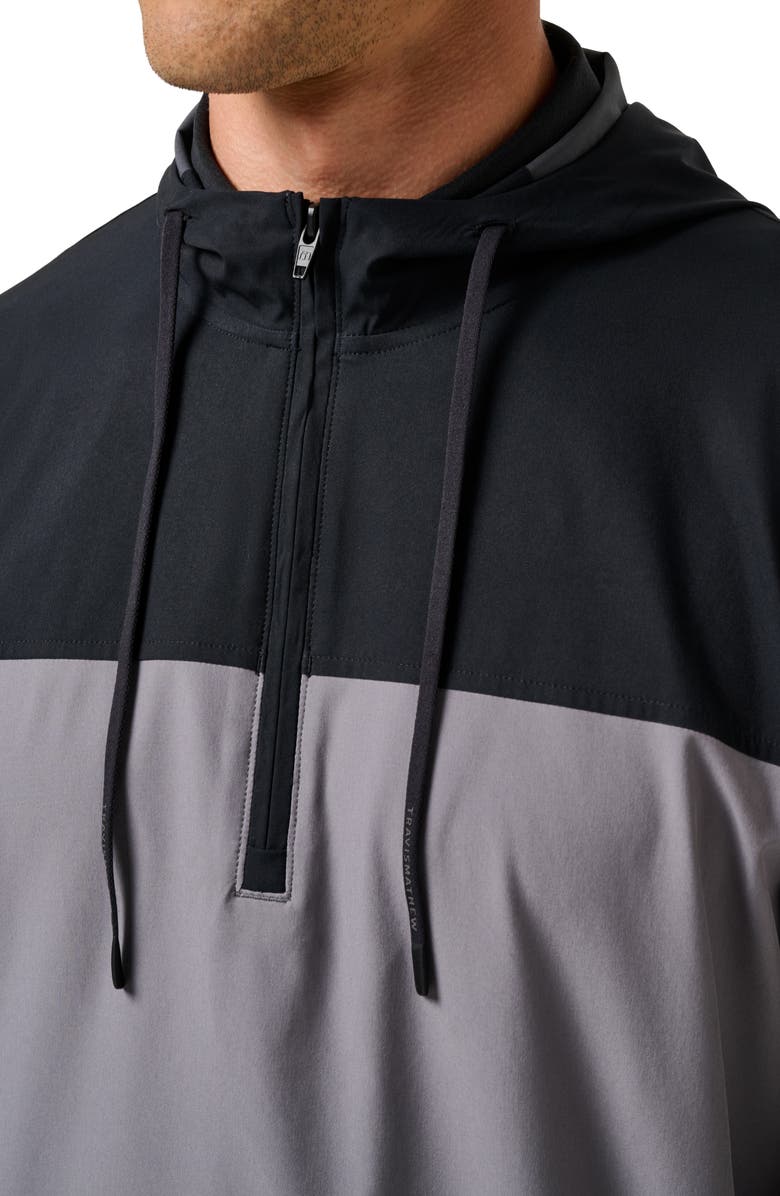 TravisMathew Meridian Quarter Zip Tech Hoodie, Alternate, color, Black