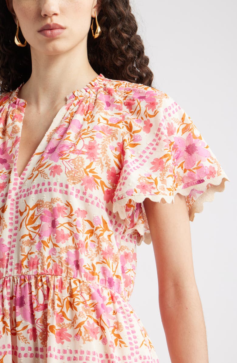 Chelsea28 Floral Print Minidress, Alternate, color, Beige- Pink Sabrina Border