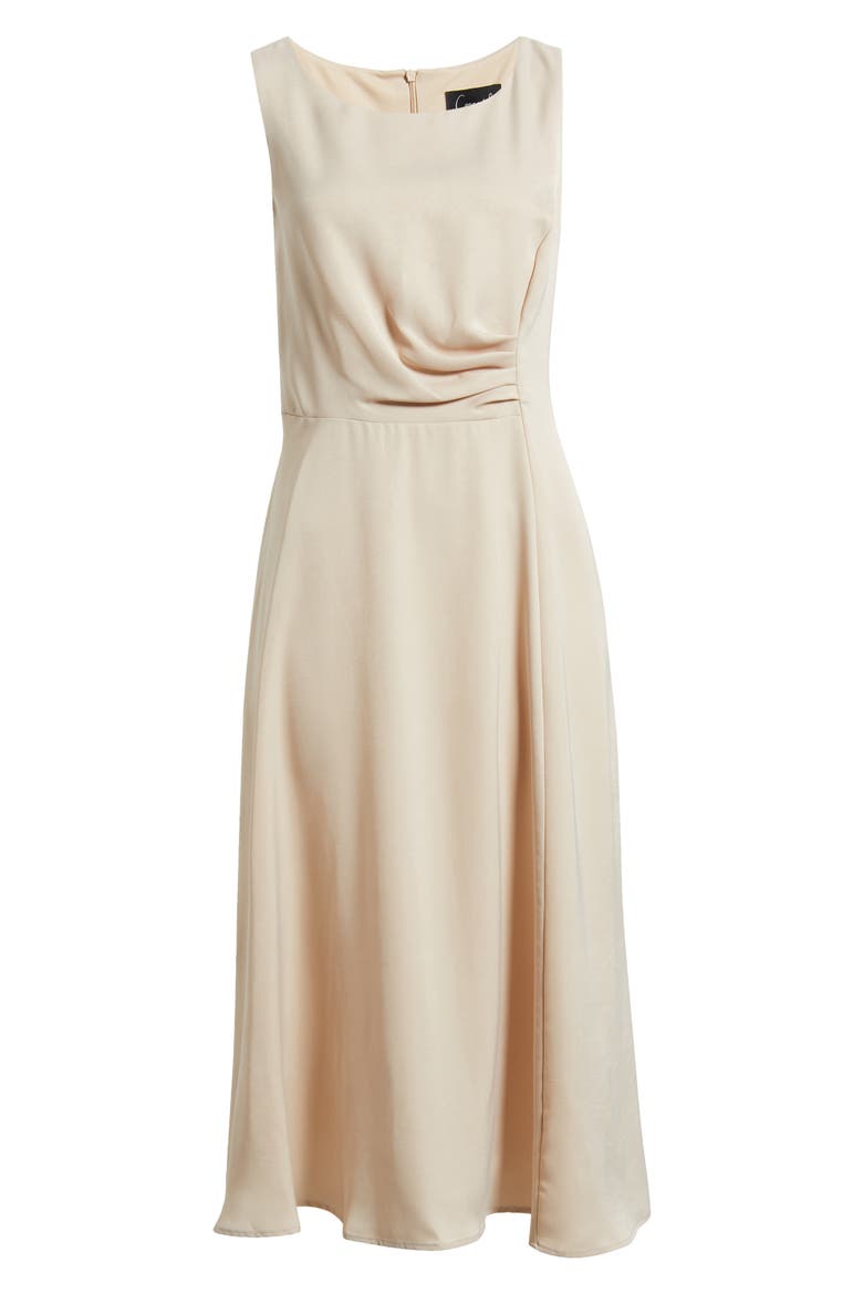 Sleeveless Satin Midi Dress, Alternate, color, CHAMPAGNE
