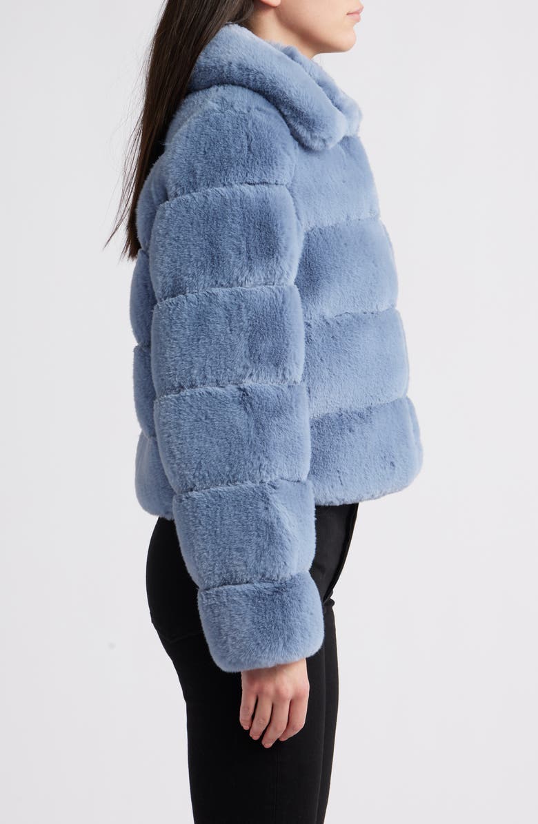 BCBG Max Azria Groove Quilted Faux Fur Coat, Alternate, color, Misty Blue