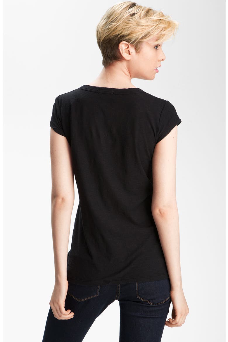 Textured Scoop Neck Tee, Alternate, color, BLACK
