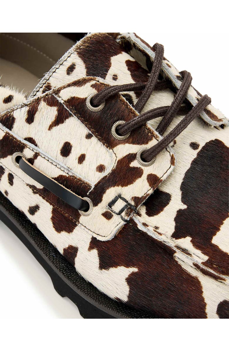 AllSaints Skiff Genuine Calf Hair Boat Shoe, Alternate, color, Brown/ Off White Calf Hair