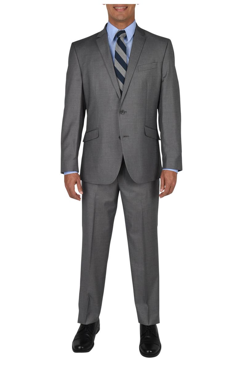 Kenneth Cole Reaction Light Gray Basketweave Two Button Notch Lapel Slim Fit Suit, Main, color,