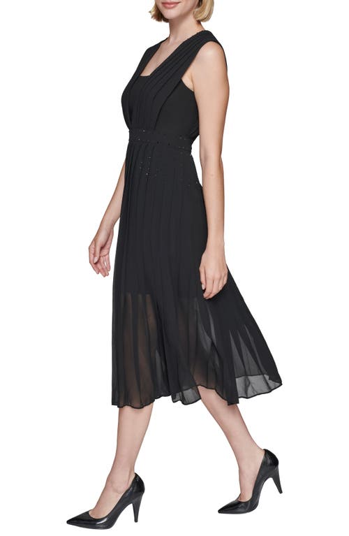 Karl Lagerfeld Paris Chiffon Embellished Midi Dress In Black