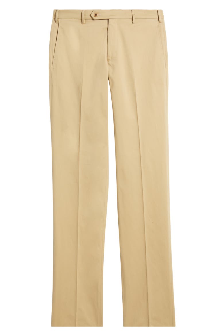 Parker Flat Front Stretch Cotton Pants, Alternate, color, KHAKI