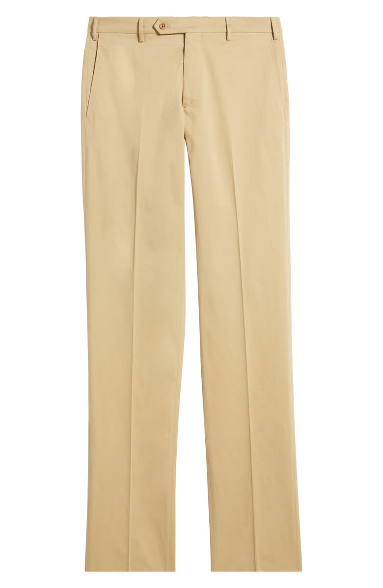 Zanella Parker Flat Front Stretch Cotton Pants, Alternate, color, Khaki