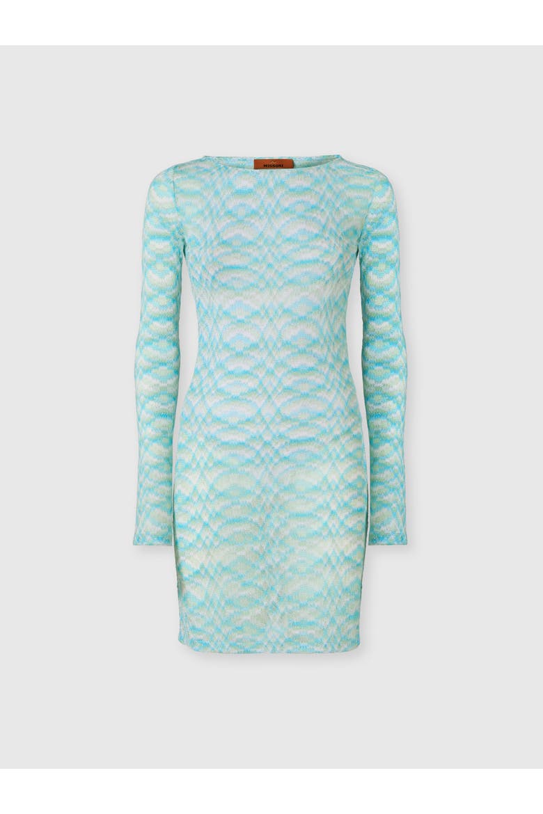 Mini Dress In Shaded Viscose Lamé, Main, color, White & Light Blue
