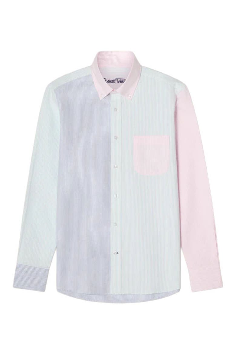 Harrison Button Down Fun Stripe Oxford Shirt, Main, color, Navy/Aqua/Pink