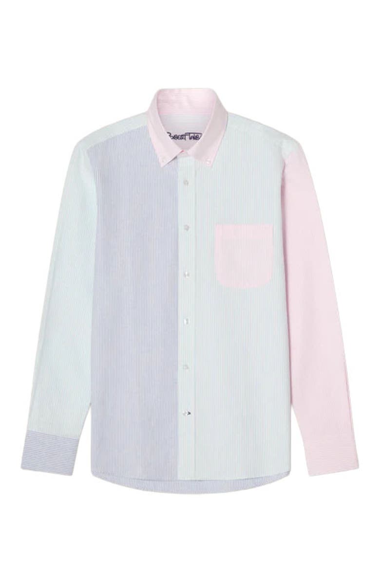 Robert Talbott Harrison Button Down Fun Stripe Oxford Shirt, Main, color, Navy/Aqua/Pink