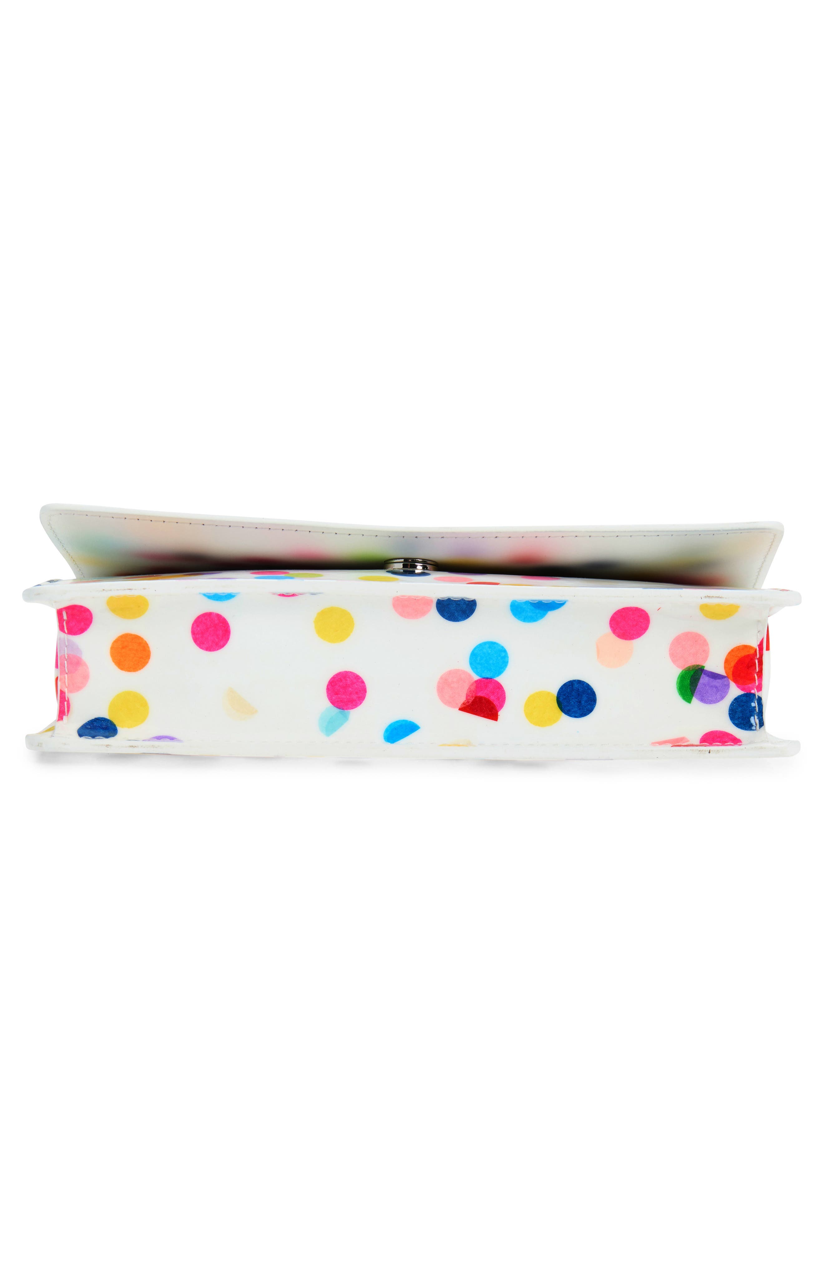 Medium Confetti Print Leather Wallet on a Chain, Alternate, color, WHITE/ MULTICOLOR