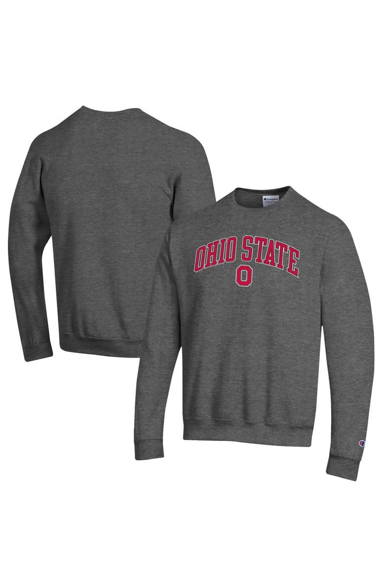 Champion Men's Champion Heather Charcoal Ohio State Buckeyes Arch Over Logo Pullover Sweatshirt, Main, color, Heather Charcoal