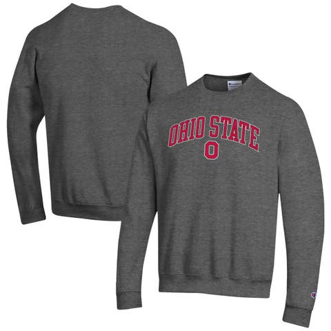 Men's Champion  Heather Charcoal Ohio State Buckeyes Arch Over Logo Pullover Sweatshirt