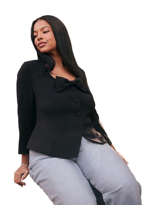 Scoop Neck Jacket With Bow
