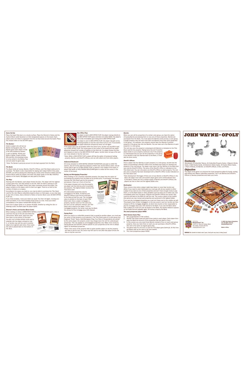 John Wayne Opoly, Alternate, color, Multicolor
