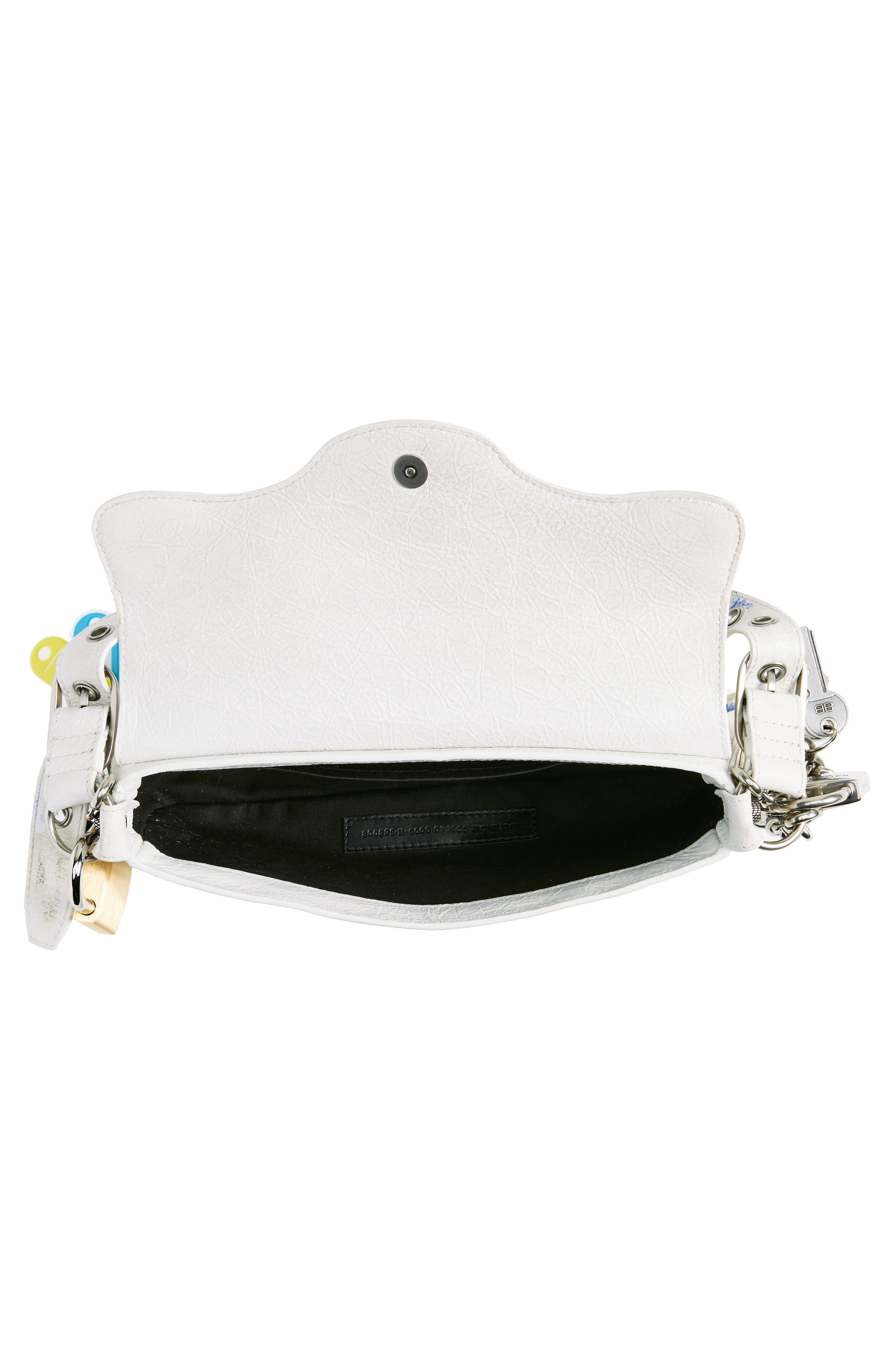 Balenciaga Small Le Cagole Used Effect Sling Bag with Charms, Alternate, color, 