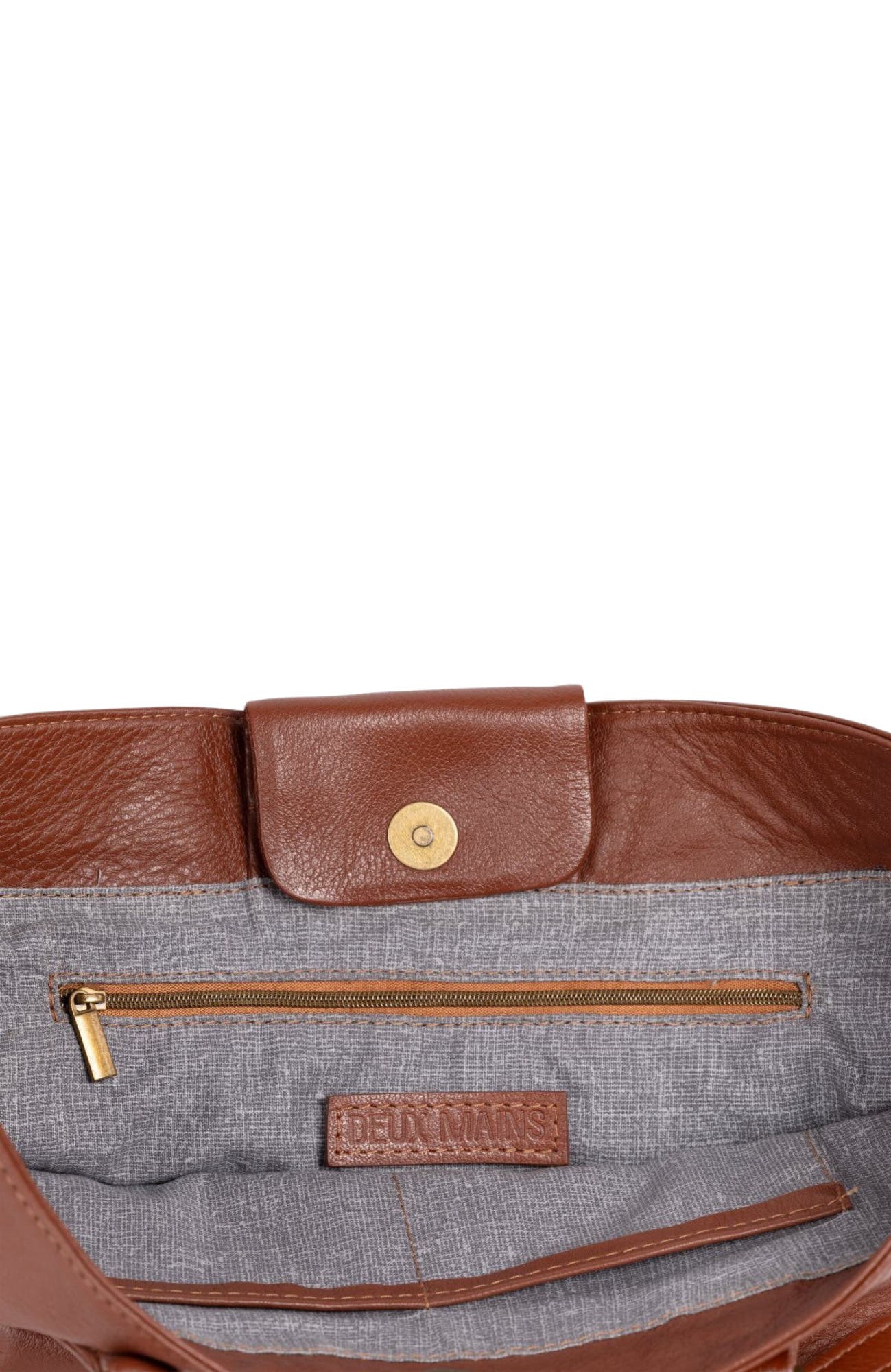 Deux Mains Mid Tote, Alternate, color, Mahogany