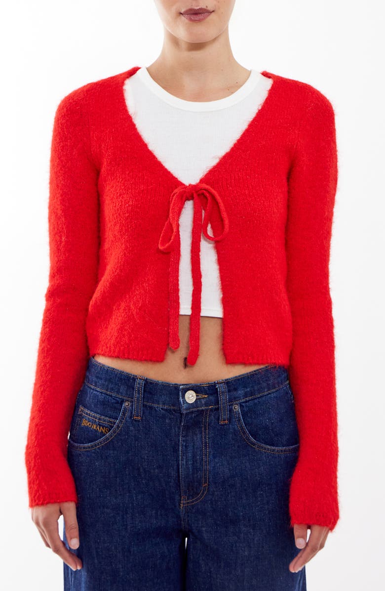 BDG Urban Outfitters Tie Front Cardigan, Main, color, Red