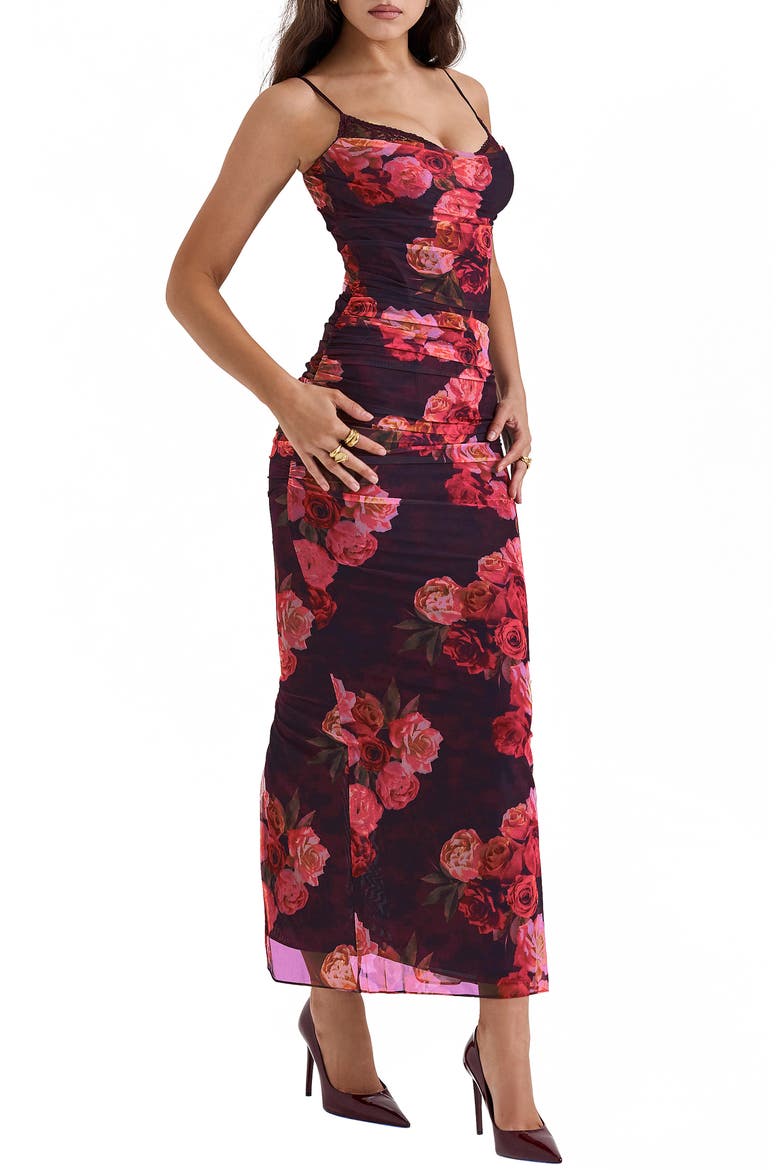 nalini mesh corset cocktail dress 'Nalini' Holly Red Stretch Mesh Corset Maxi Dress