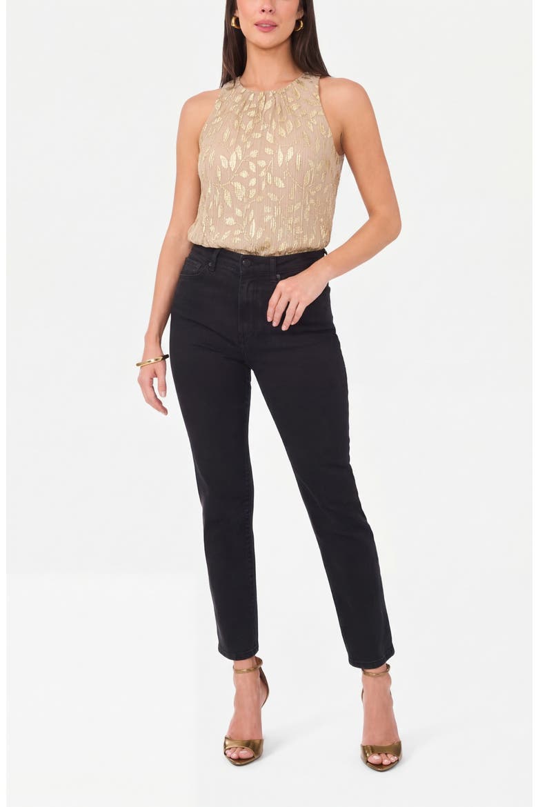 Shirred Foil Print Tank, Alternate, color, GOLD