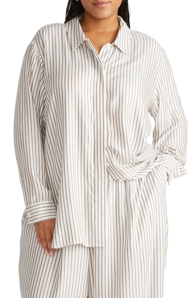 Universal Standard Toni Stripe Button-Up Tunic, Main, color, 
