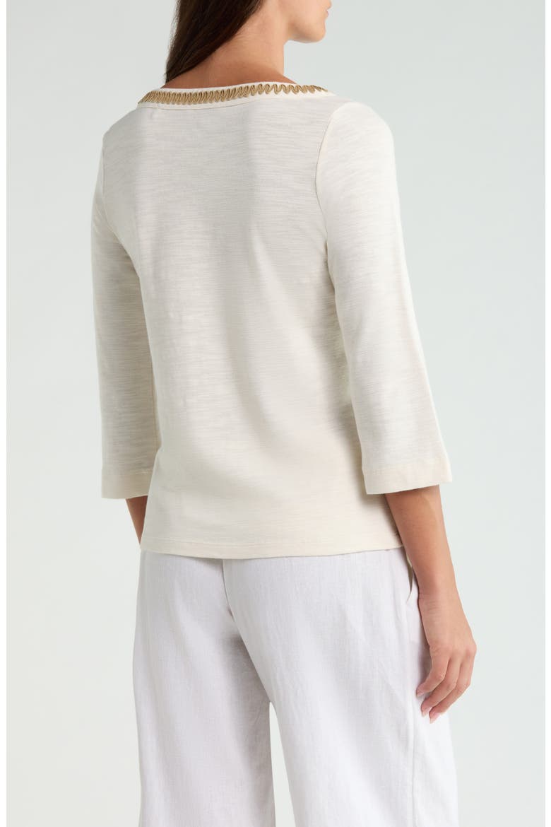 Ashby Isles Soutache Split Neck Top, Alternate, color, COCONUT