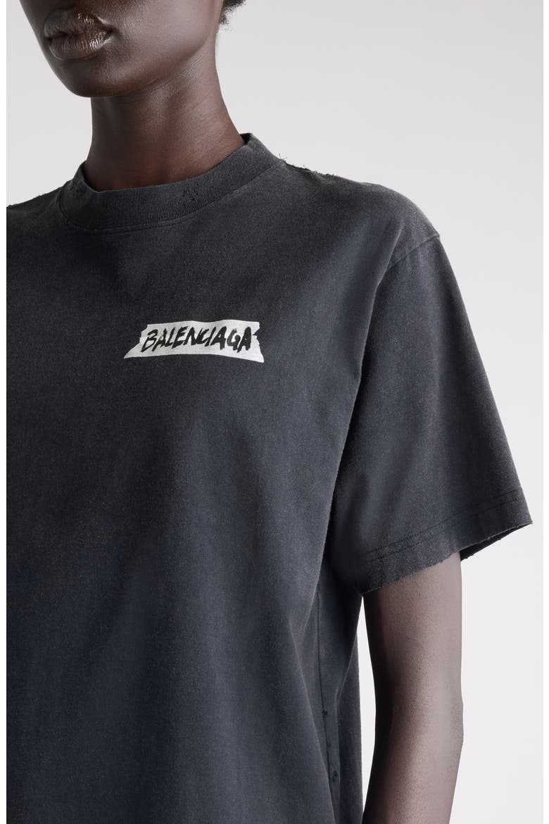 Medium Fit Masking Tape Logo Dry Jersey T-Shirt, Alternate, color, 1041 FADED WASHED BLACK