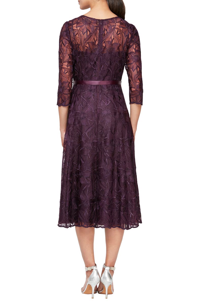Alex Evenings Embroidered Cocktail Dress, Alternate, color, Eggplant