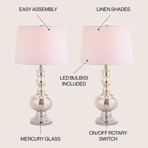 Jonathan Y Genie 28.5" Glass Led Table Lamp In Mercury Silver
