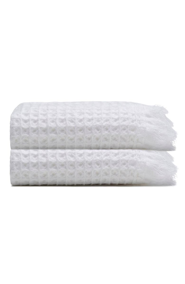 Oliviera Home Waffle Turkish Cotton Kitchen & Guest Towel - Set of 2, Main, color, White