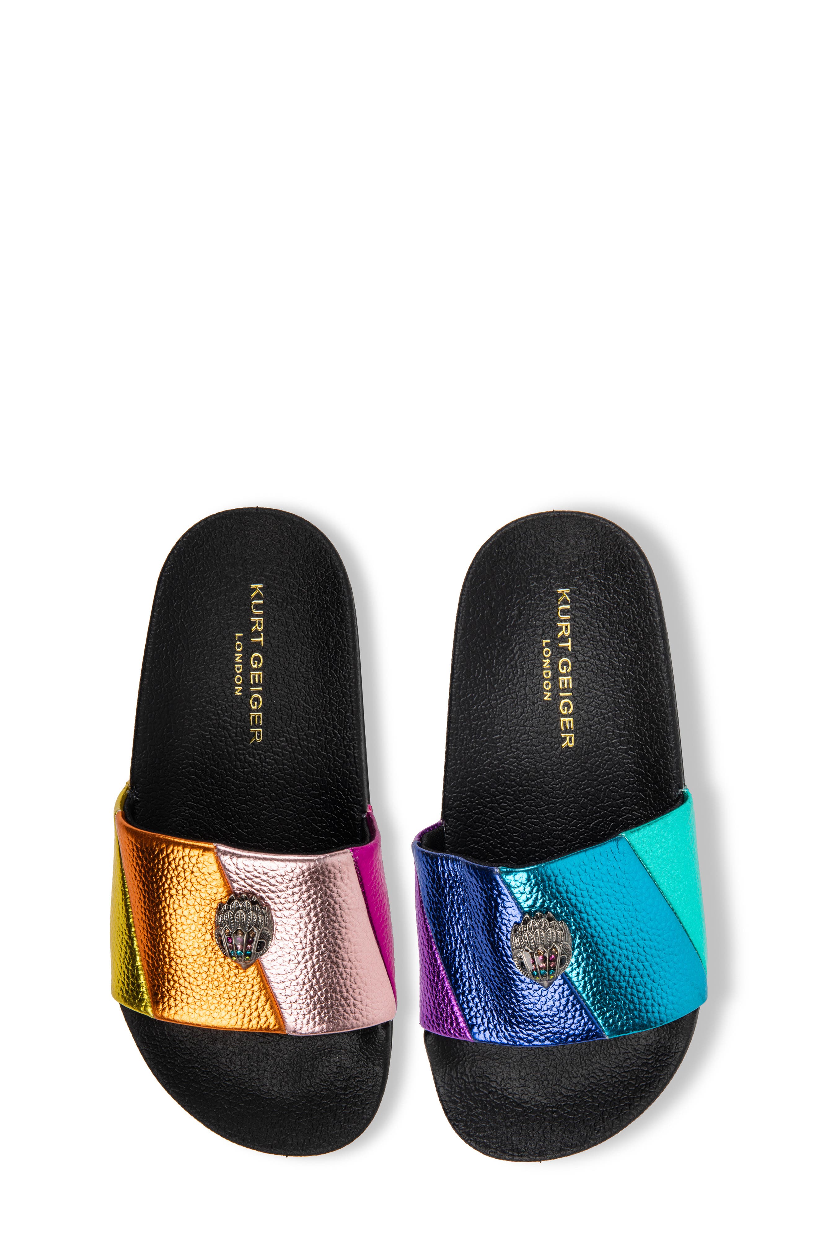 Kurt Geiger London Kids' Mini Meena Eagle Slide Sandal, Main, color, Black Multi